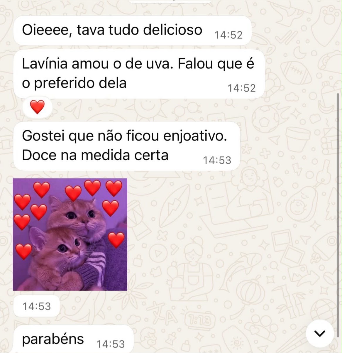 Cliente elogia o doce de uva