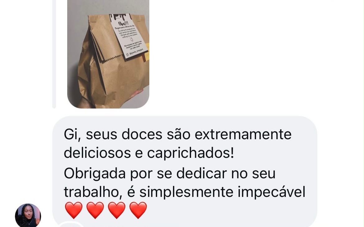 Cliente elogia os doces caprichados