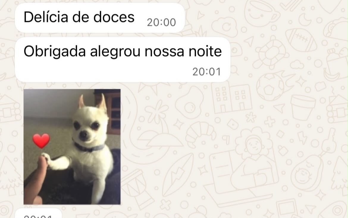Cliente agradece pelos doces